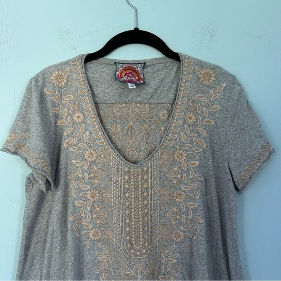 Johnny Was Gray Kemi Knit Drape Short Sleeve Blouse Size Small - Picture 3 of 14